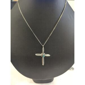 Handmade Sterling Silver 2" Cross Pendant on a 12” Cuban Chain 11.5 Gram Marked